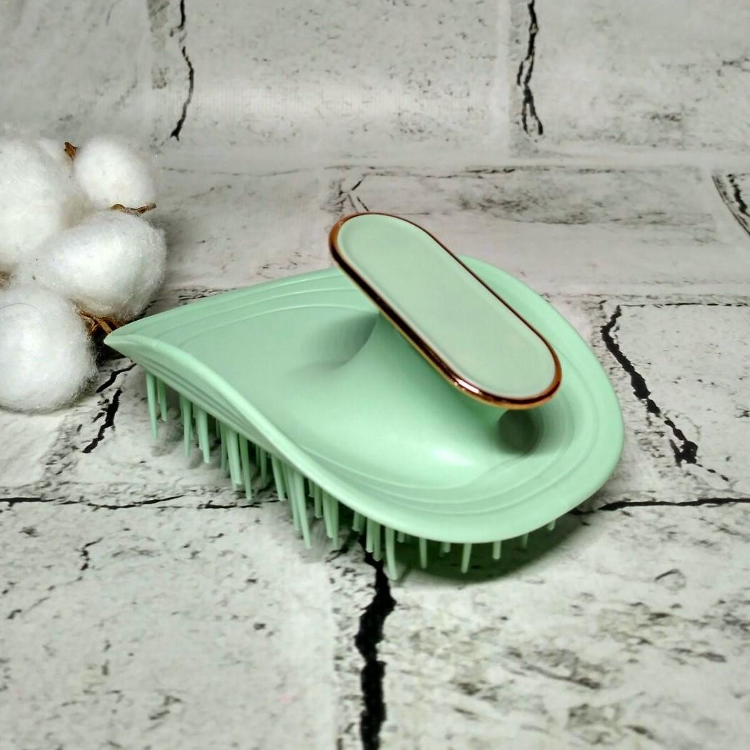 Расческа силиконовая для мытья волос и массажа головы 11х8 см Салатовый (1-204629)