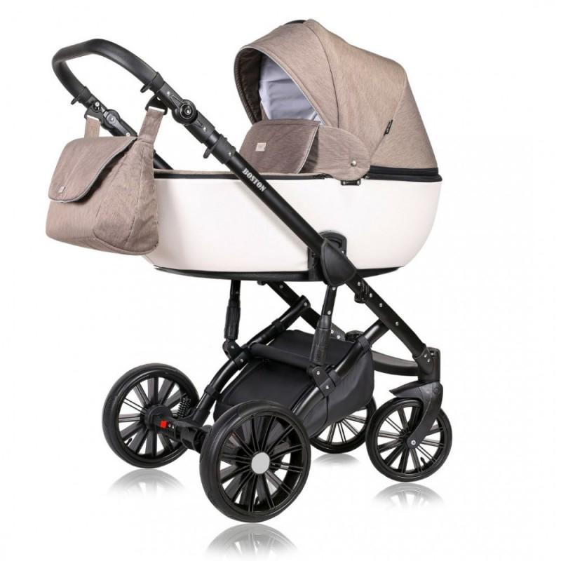 Коляска Quali Prado P431 универсальная с дождевиком и чехлом на ножки 2в1 Бежевый/Белый