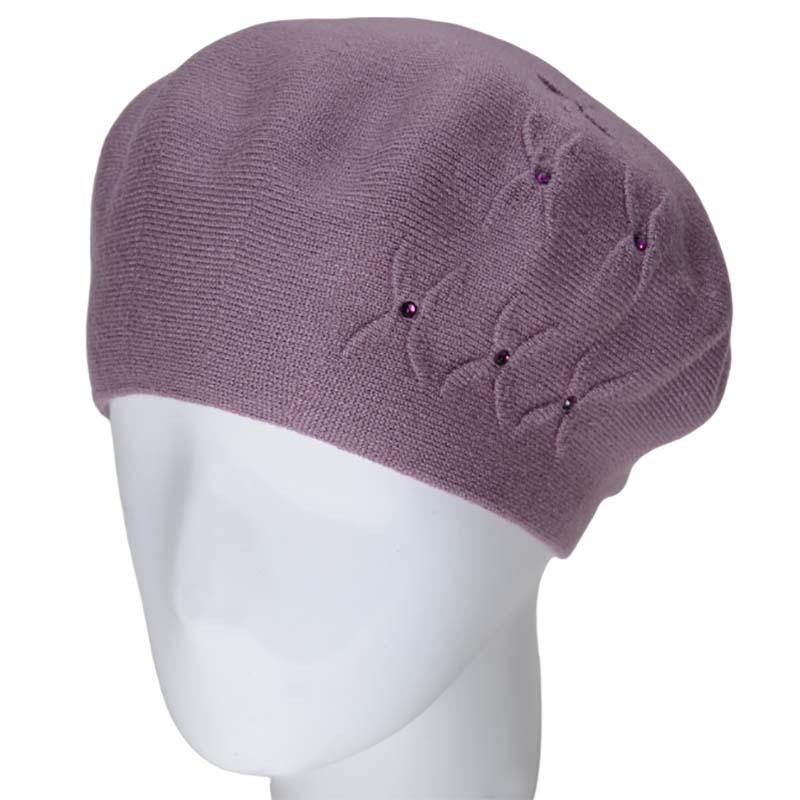 Берет женский из вискозной пряжи Novita Бинго L р. 57-58 Сиреневая пудра