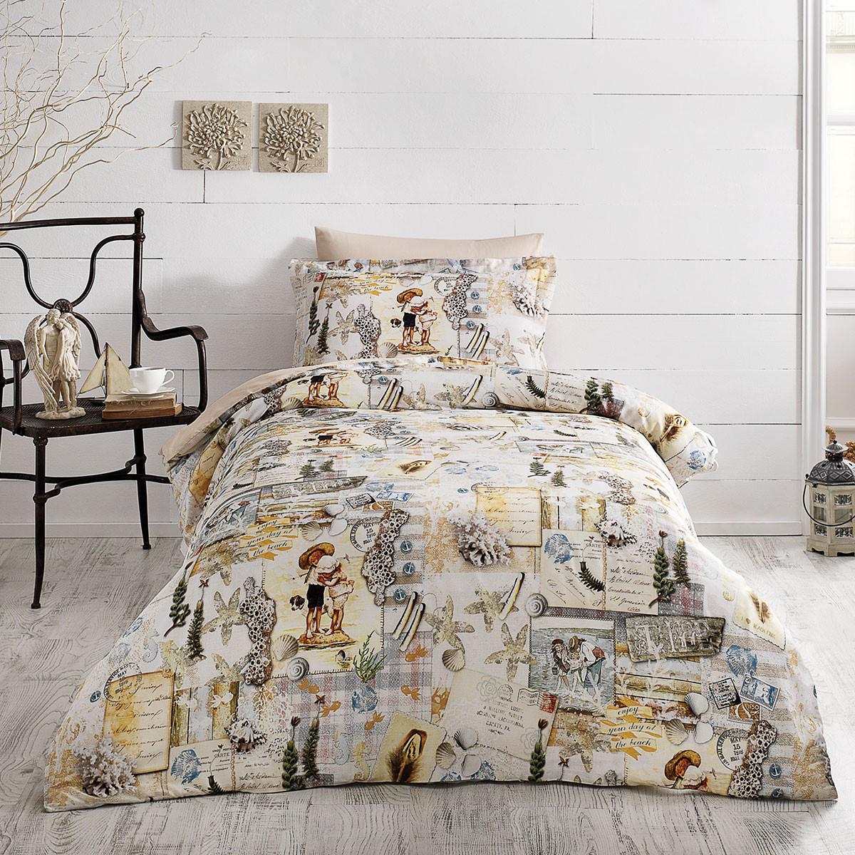 Постельное белье Tivolyo Home Делюкс сатин полуторный Seaside 180x260 см Yellow (2000022264102)