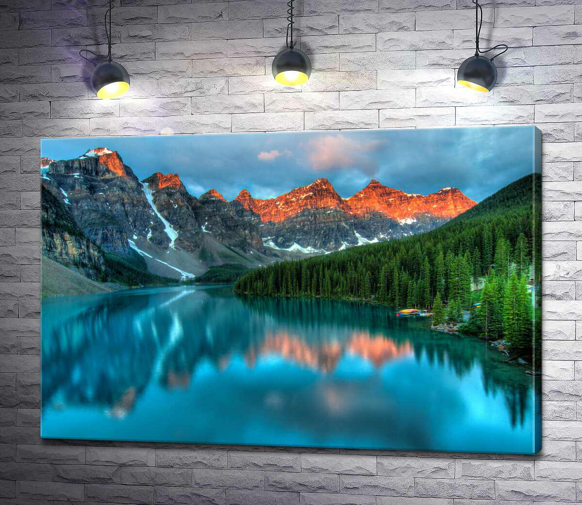 Картина ArtPoster Бирюзовые воды озера Морейн (Moraine Lake) окружены высокими горами 130x88 см Модуль №1 (002522)