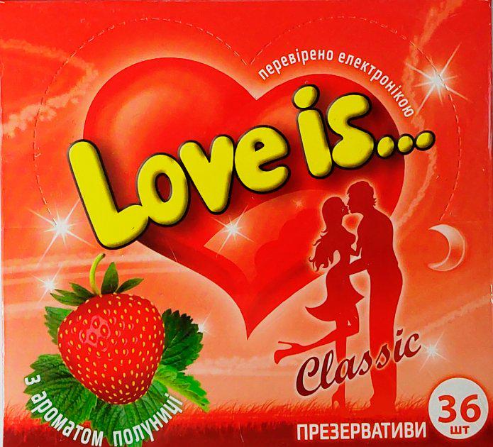 Презервативы Love is… Classic с ароматом клубники 36 шт. (00228716)