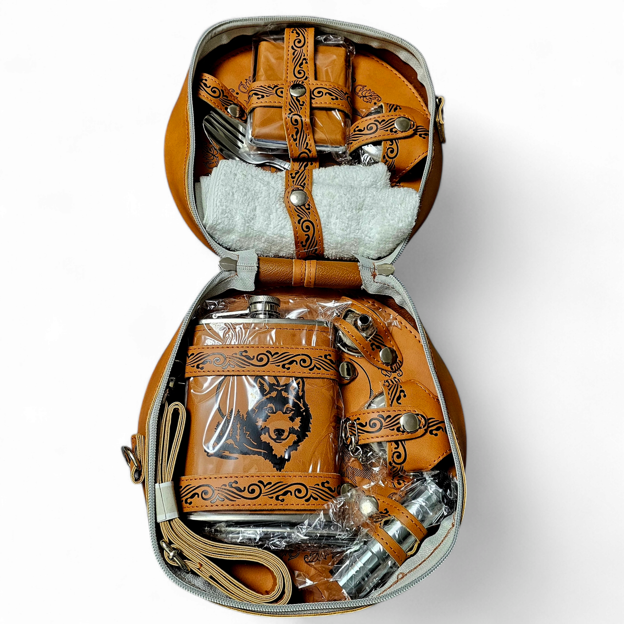 Туристический набор Steppe Wolf в кожаном кейсе (2438439894) - фото 9 Туристический набор Steppe Wolf в кожаном кейсе (2438439894) - фото 9