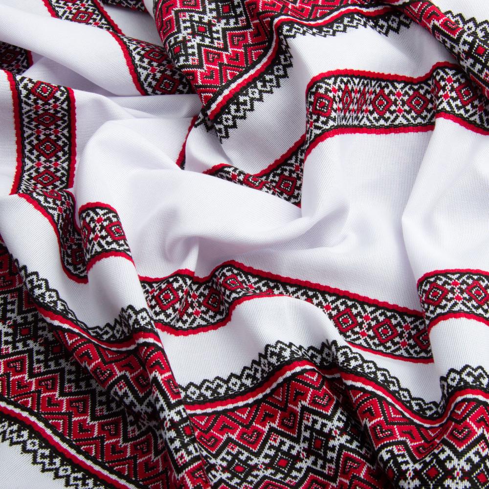 Тканина декоративна Анастасія з етнічним орнаментом Червоно-чорний (2360248626)