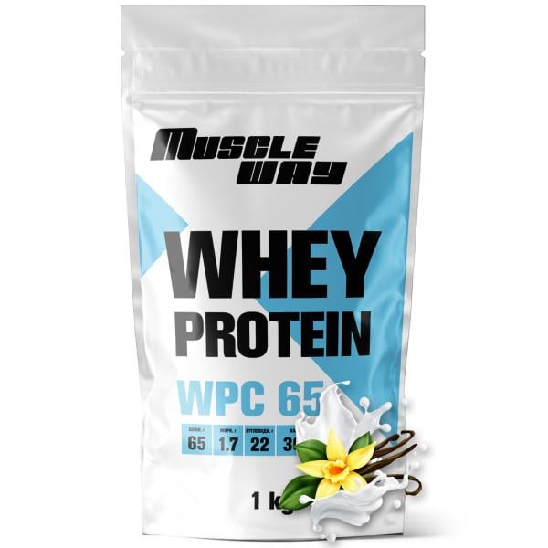 Протеин сывороточный для роста мышц MuscleWay WPC 65 концентрат 1 кг Ваниль (21-137-WPro-65-v-1kg)