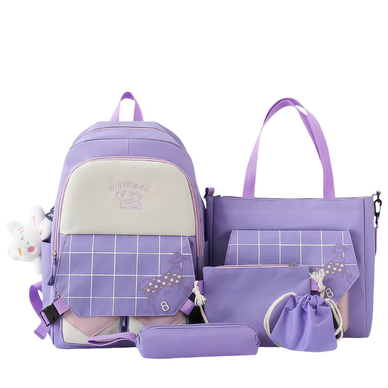 Комплект сумок детский 5в1 с рюкзаком Фиолетовый (0151-2/МК)