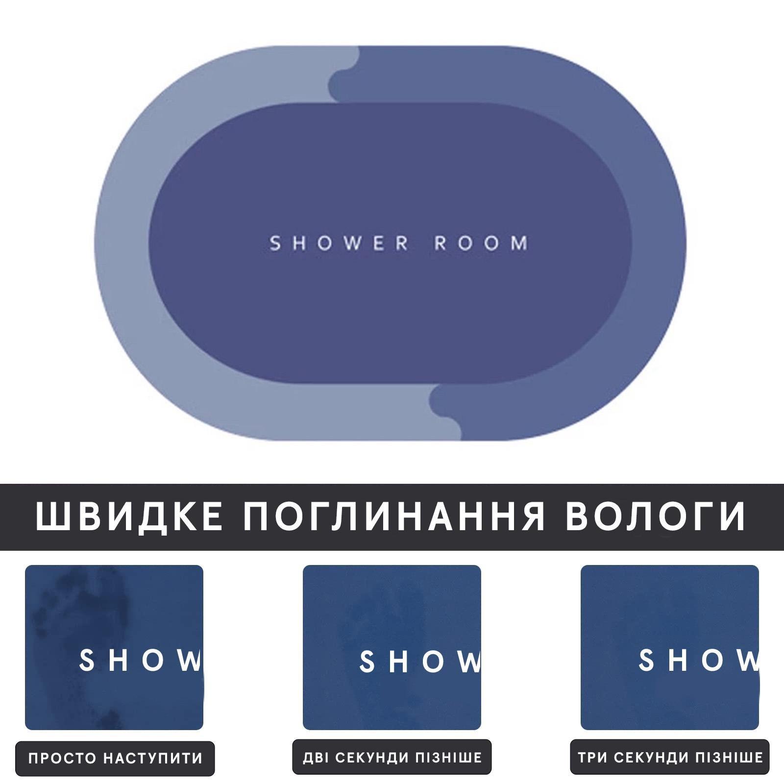 Коврик в ванную Good Idea овальный влагопоглощающий противоскользящий 40х60 см Синий (3501U) - фото 3