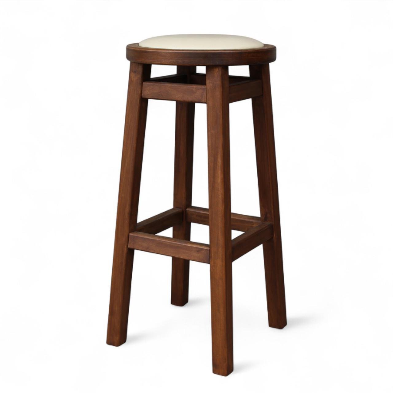 Табурет-стул барный деревянный Студія дерева Вільха Комфорт М с мягким сиденьем Бежевый (31095285)