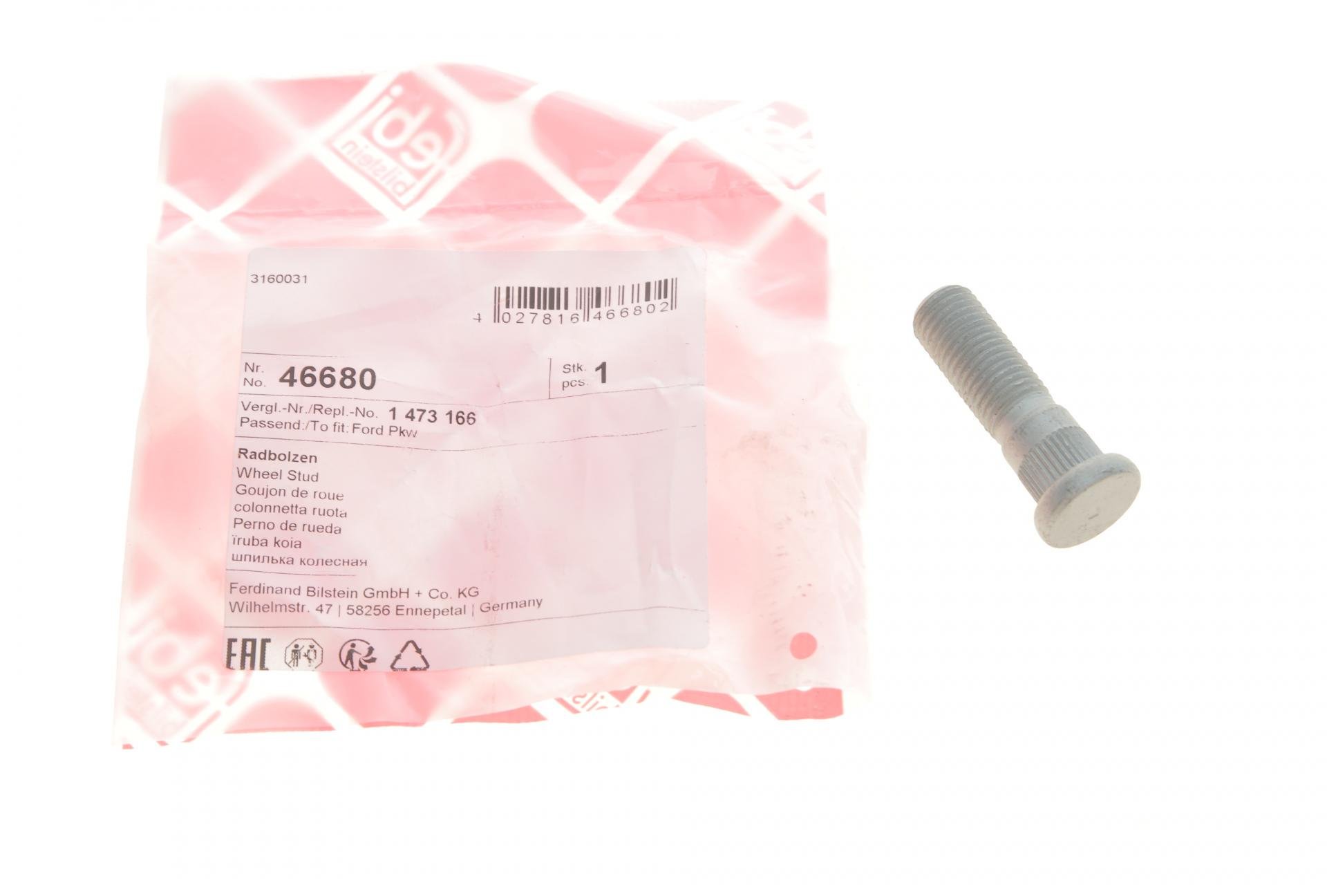 Шпилька колеса FEBI BILSTEIN Ford Transit Connect/Tourneo Connect 02-13 M12x1,5 (46680)