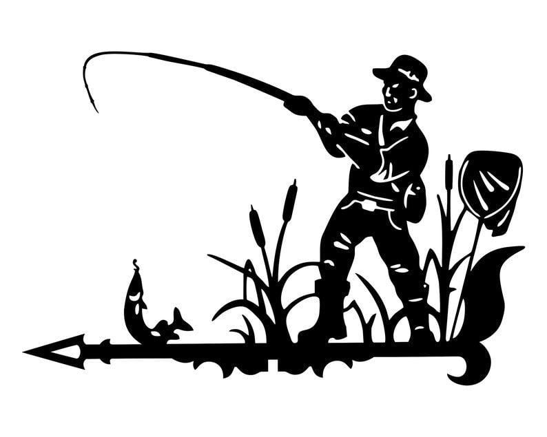 Флюгер на крышу маленький Рыбак на беседку/колодец/забор 70x45 см (1092376)