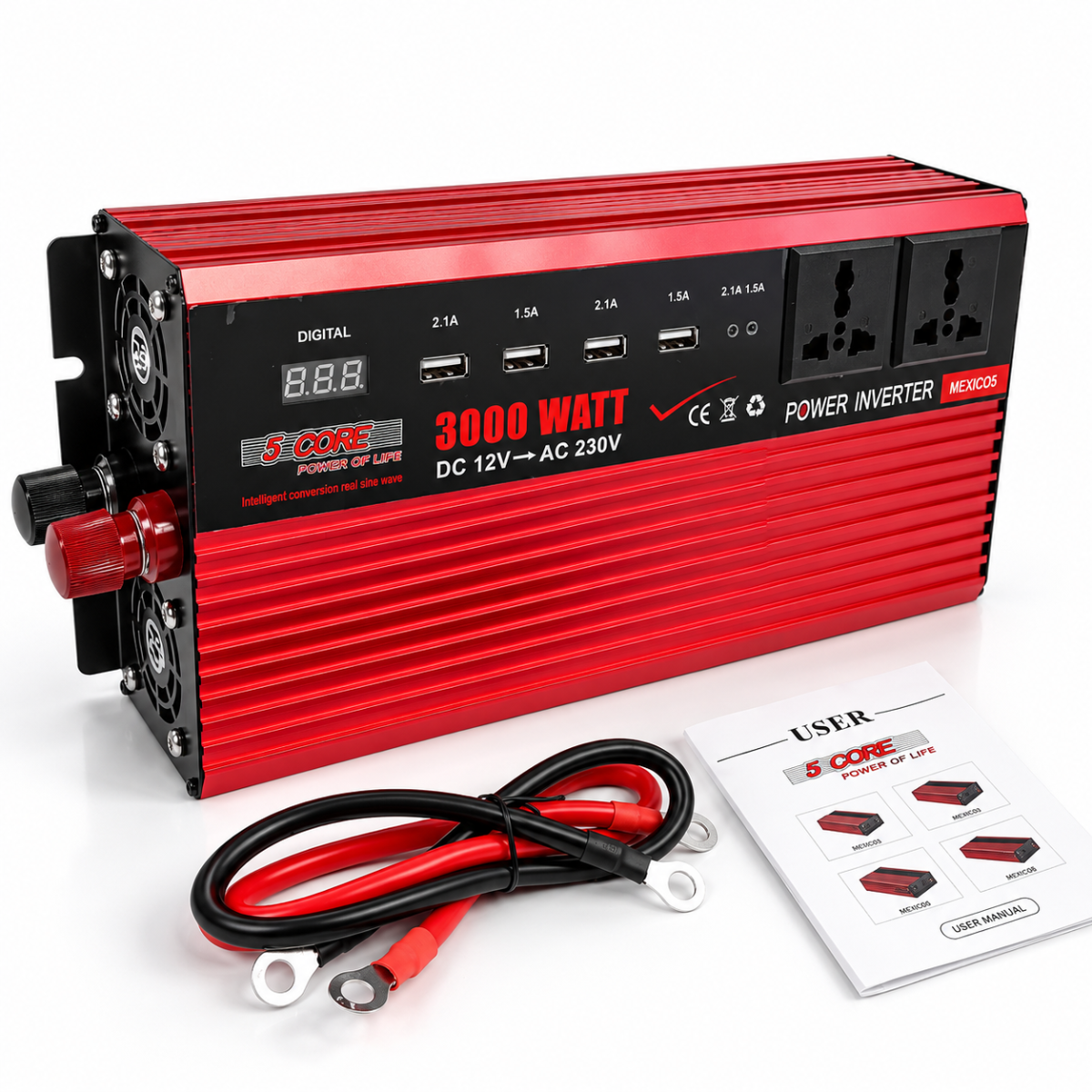 Инвертор автомобильный Digital Power Inverter 3000W 12V-220V (UN-3059) Инвертор автомобильный Digital Power Inverter 3000W 12V-220V (UN-3059)