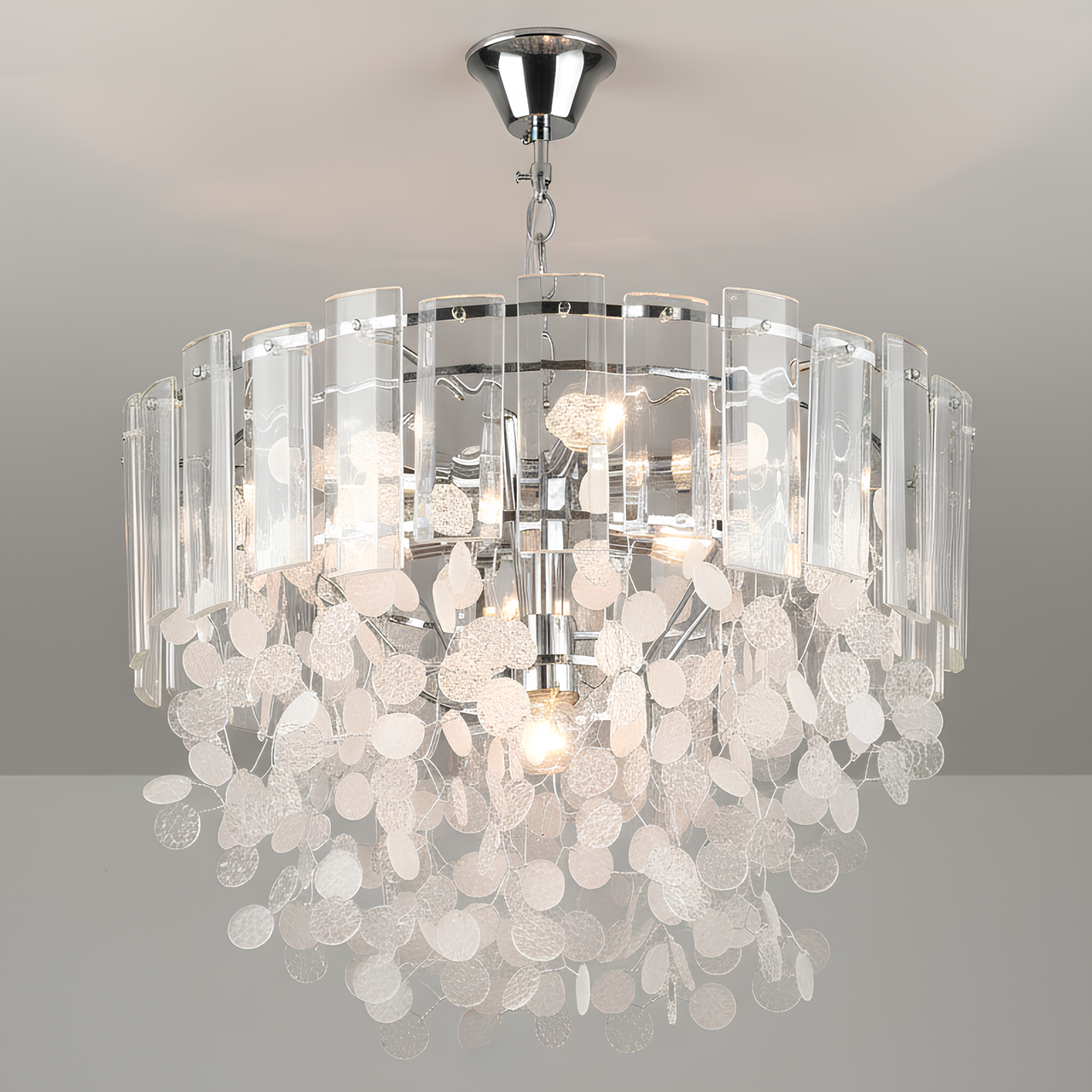 Люстра Valeso хрустальная с металлическим каркасом под шесть ламп Е27 Хром (S2498/6)