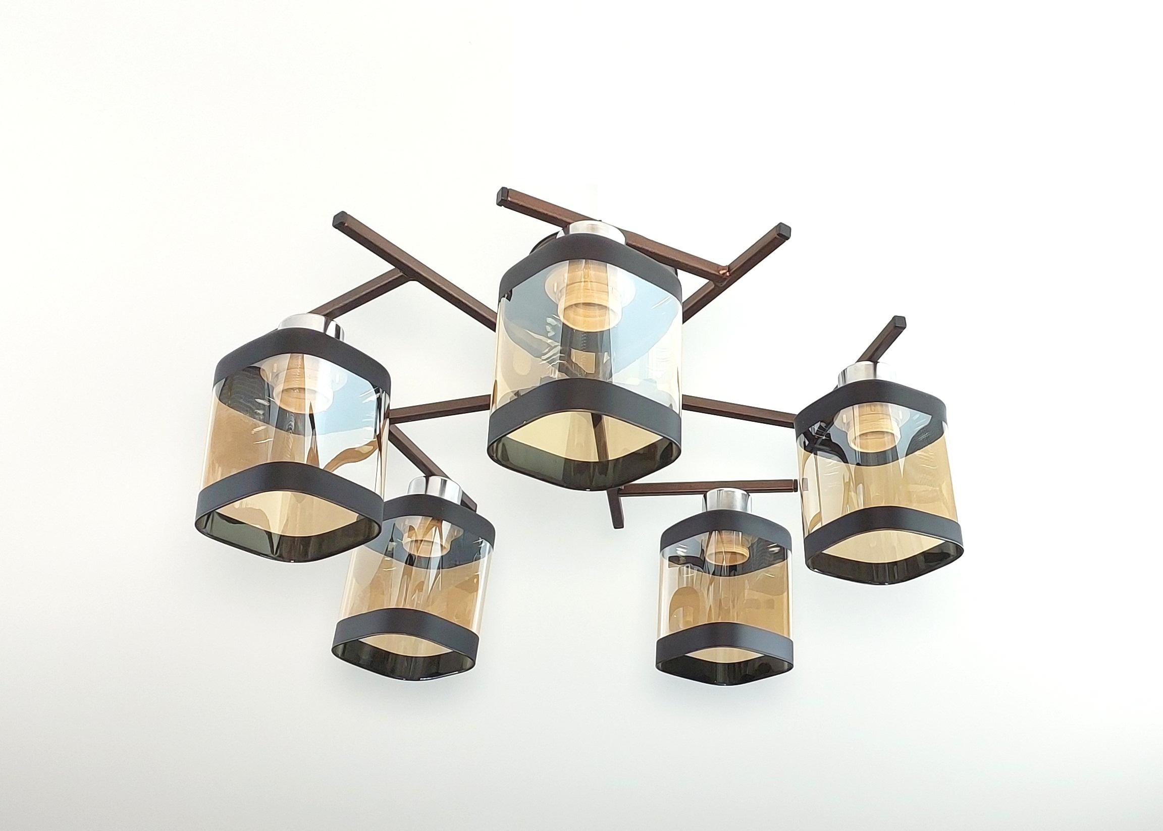 Люстра потолочная Лофт 3282/5 на 5 плафонов металлическая Коричневый - фото 1 Люстра потолочная Лофт 3282/5 на 5 плафонов металлическая Коричневый - фото 1