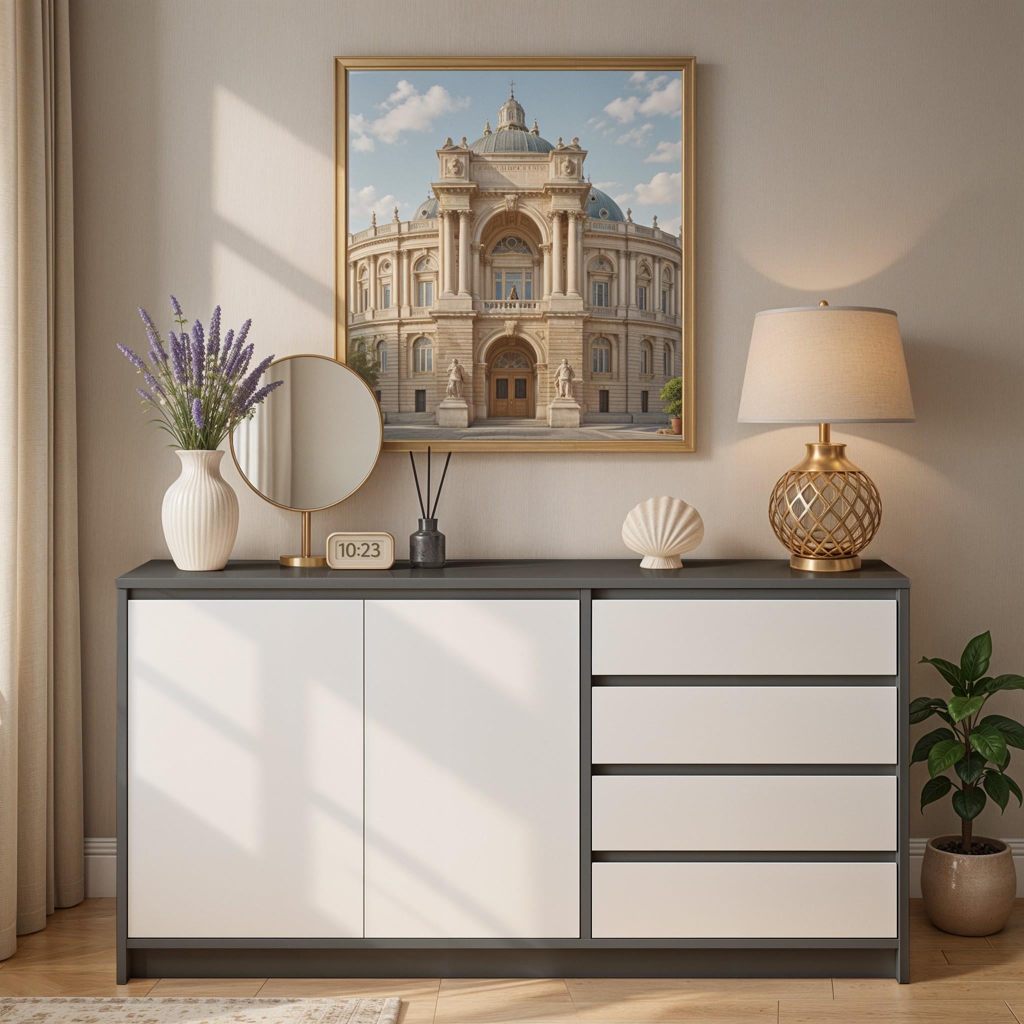 Комод Style 1400х360х910 мм Антрацит/Белый