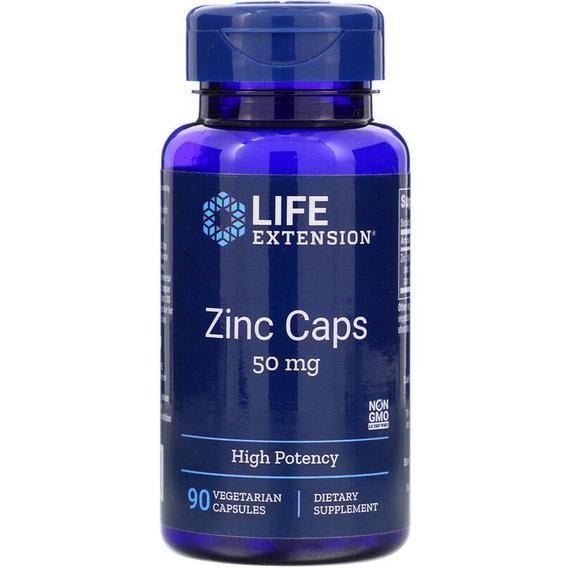 Микроэлемент Цинк Life Extension Zinc Caps High Potency 50 мг 90 Veg Caps (LEX18139)