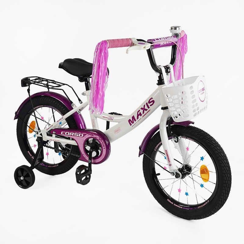 Велосипед детский Corso Maxis ручной тормоз сиденье с ручкой 16" White/Pink (162155)