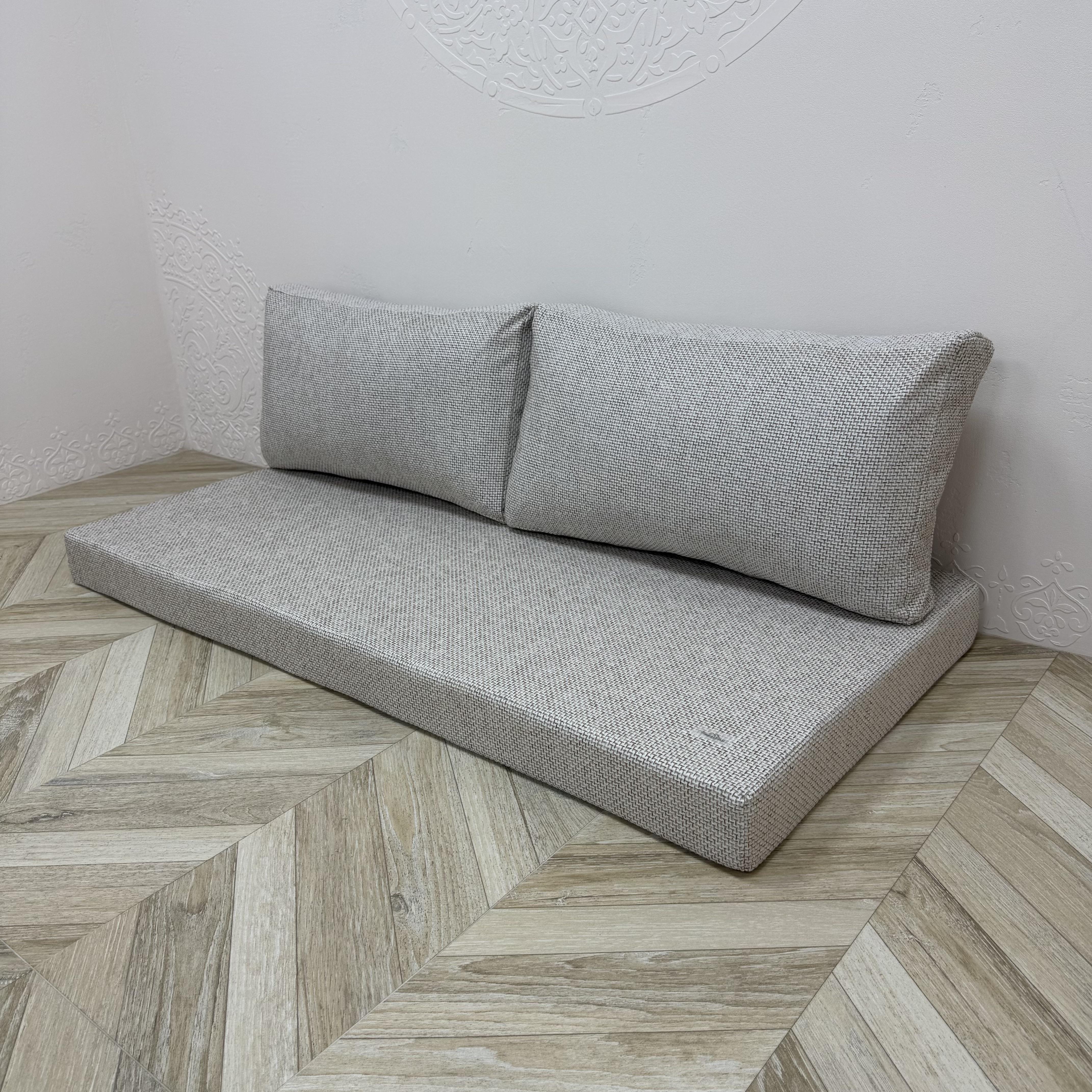 Комплект матрас с подушками Comfort Home рогожка на поддоны/качели/каркасы/садовую мебель 160х60х40х5 см