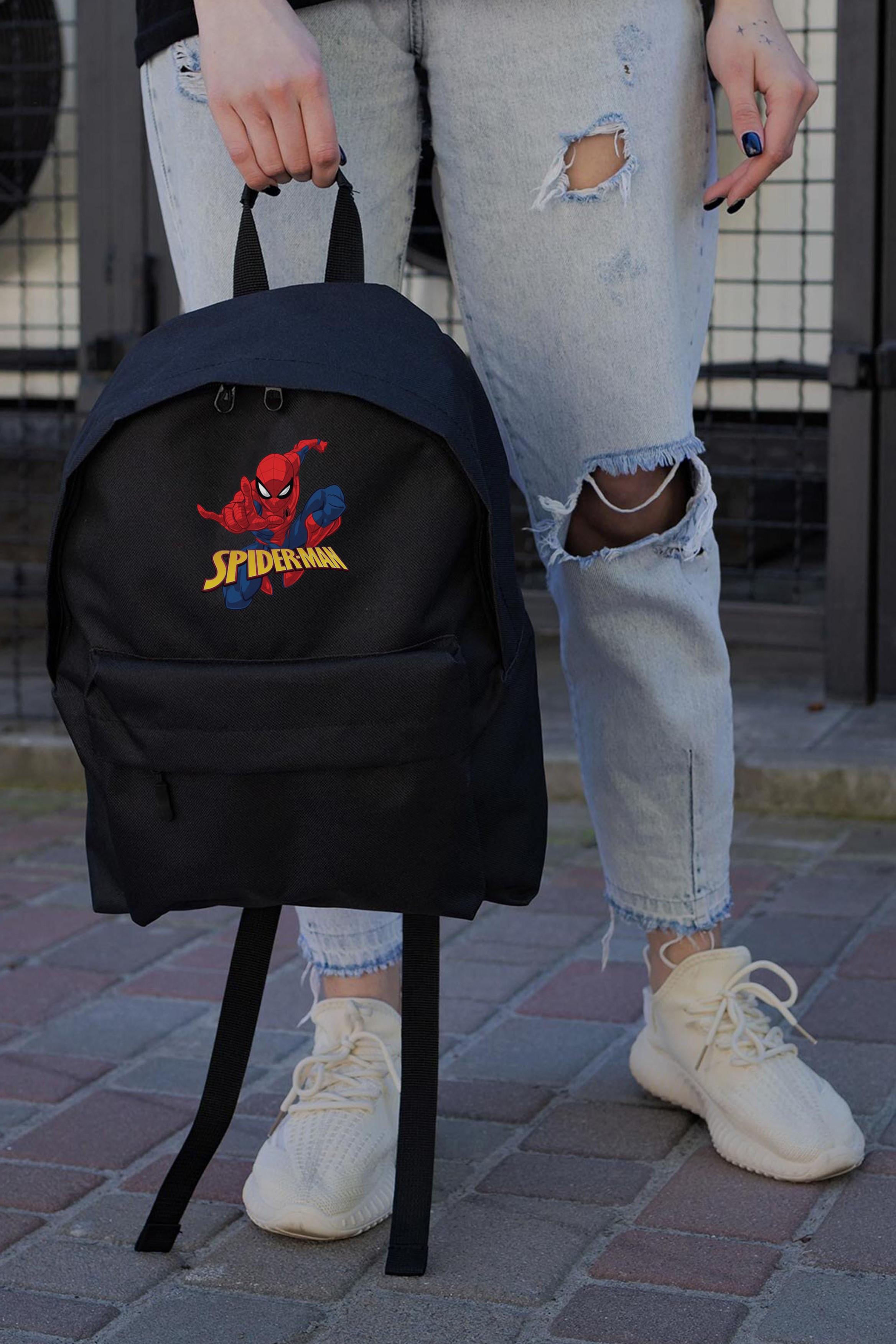 Рюкзак школьный для девочки Without Compact с принтом Spider-Man Black (8055257)