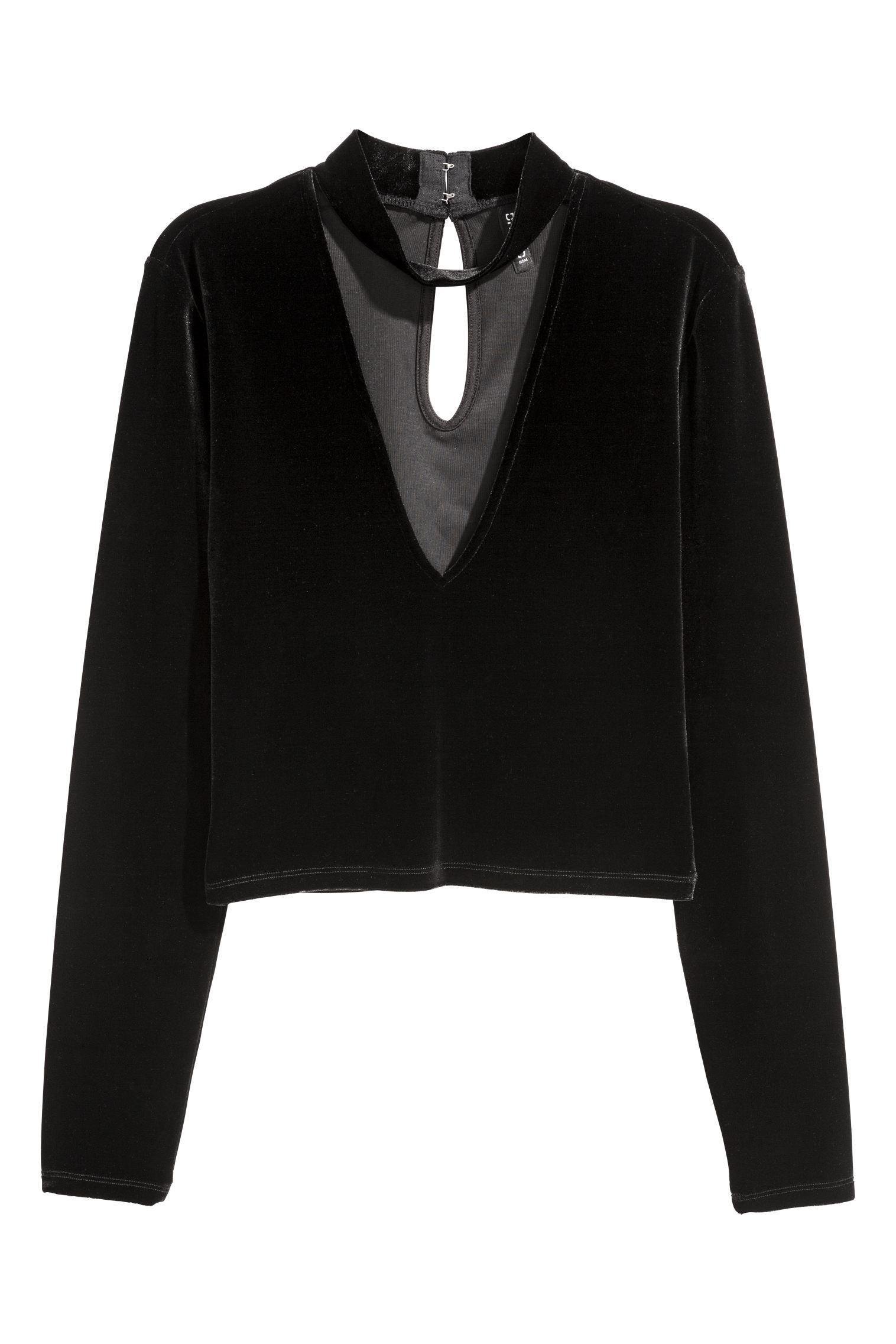 Топ велюровый с длинным рукавом XS Черный (5276016dlog)