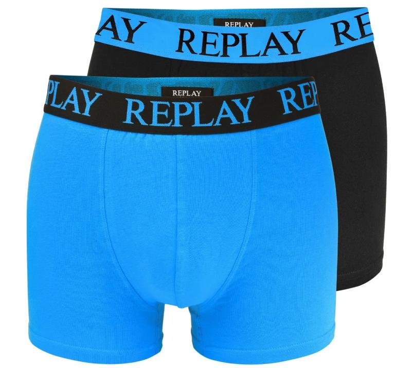 Труси боксери чоловічі анатомічні Replay 2 шт. S Чорний/Насичений-синій (102396138) - фото 1