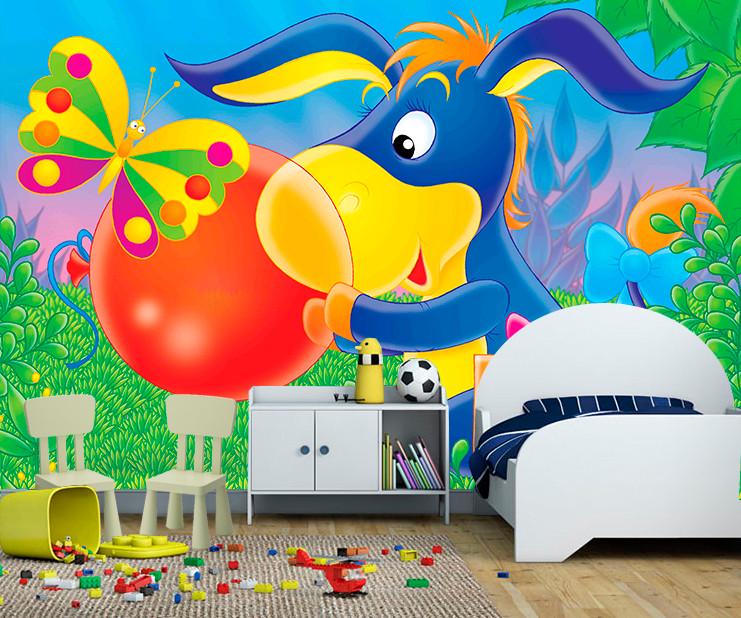 Фотообои 3D для детской комнаты Ослик с подарками