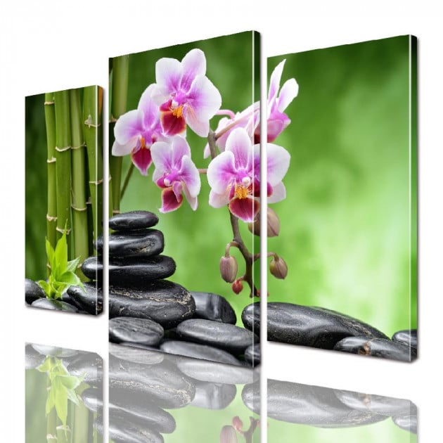 Картина модульная ArtStar Орхидея камни бамбук ADFL0034 120х180 см 3 части