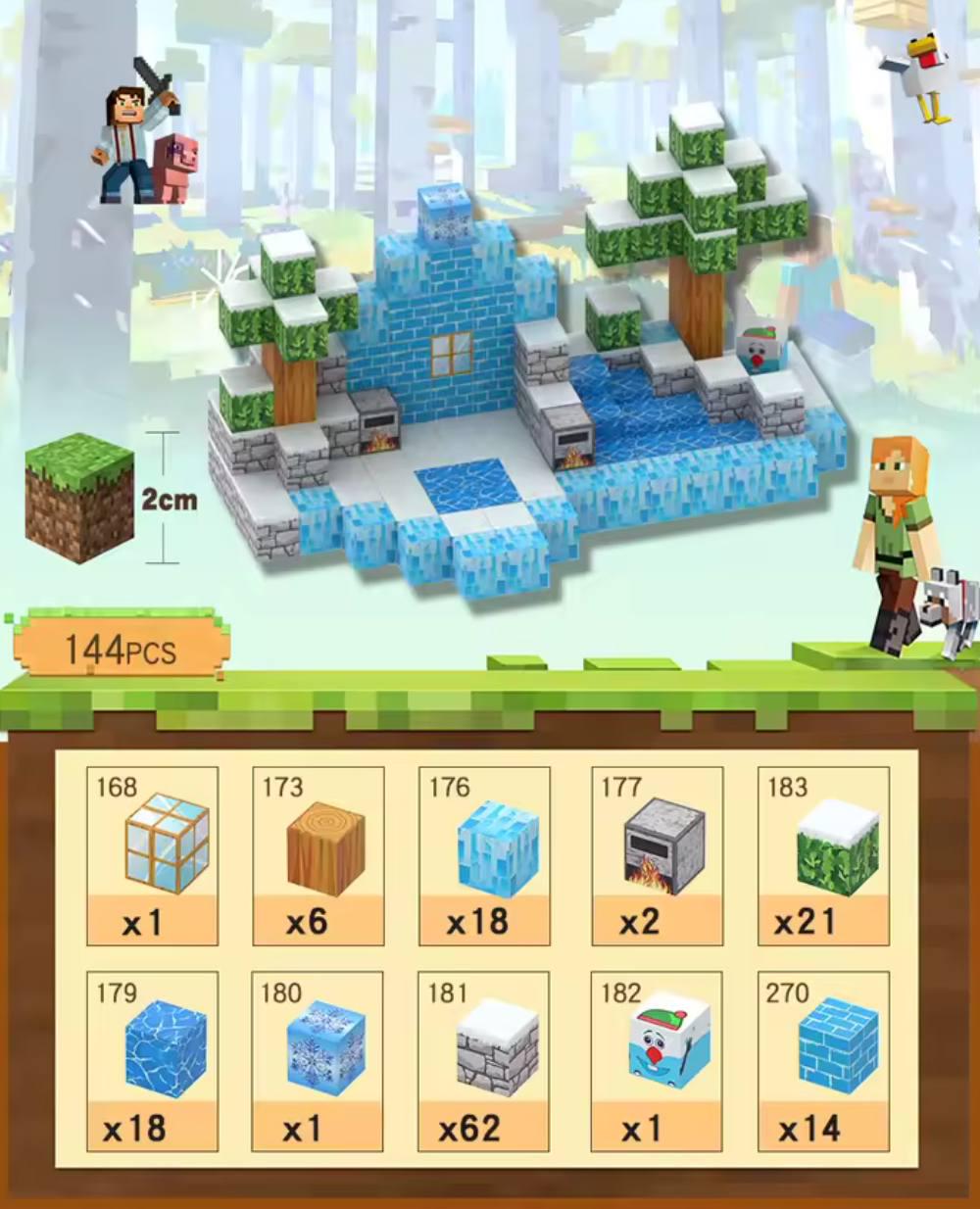 Конструктор для детей Minecraft на магнитах 144 детали X136 (llo33500133513)