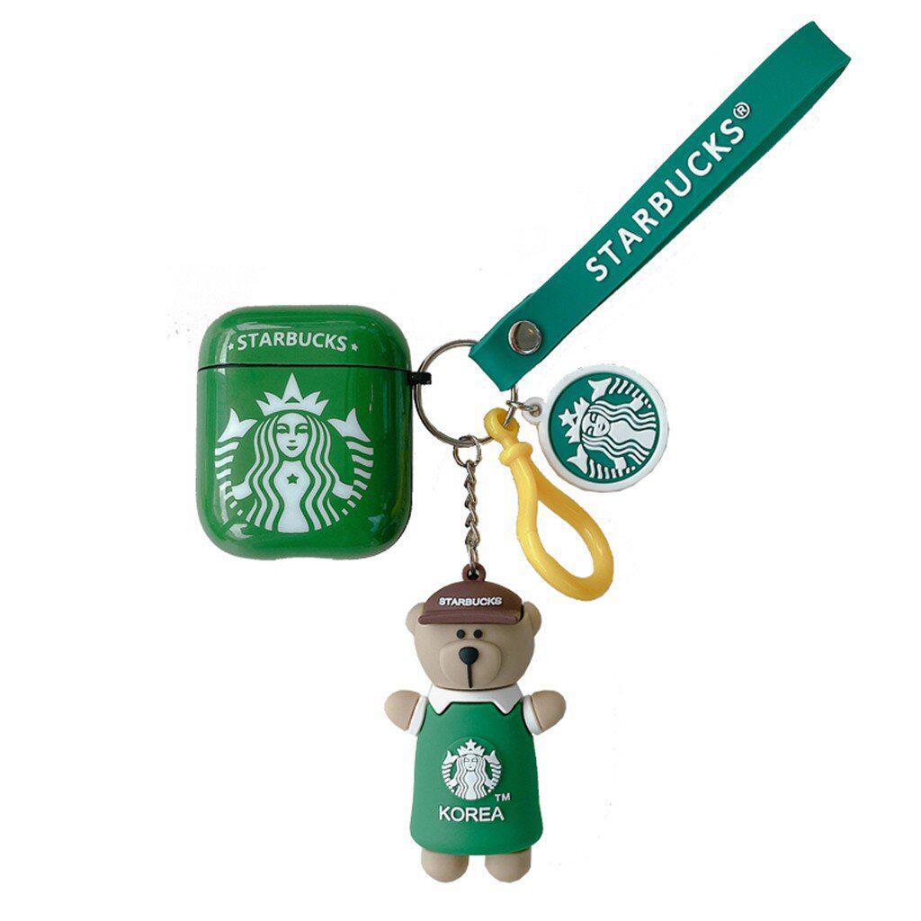 Чехол для Apple Airpods Pro Starbucks с медвежонком Зеленый