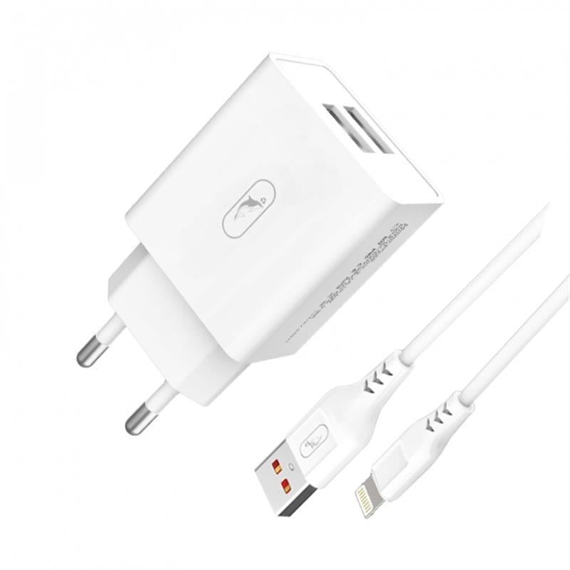 Зарядное устройство сетевое SkyDolphin SC30L 2xUSB-A 2.1A с кабелем Lightning White (MZP-000112)