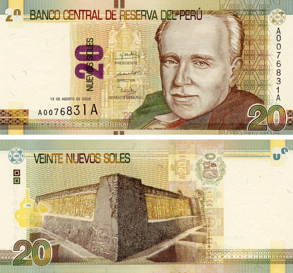 Коллекционная банкнота Перу 20 соль 2009 UNC P183 (Б20692)