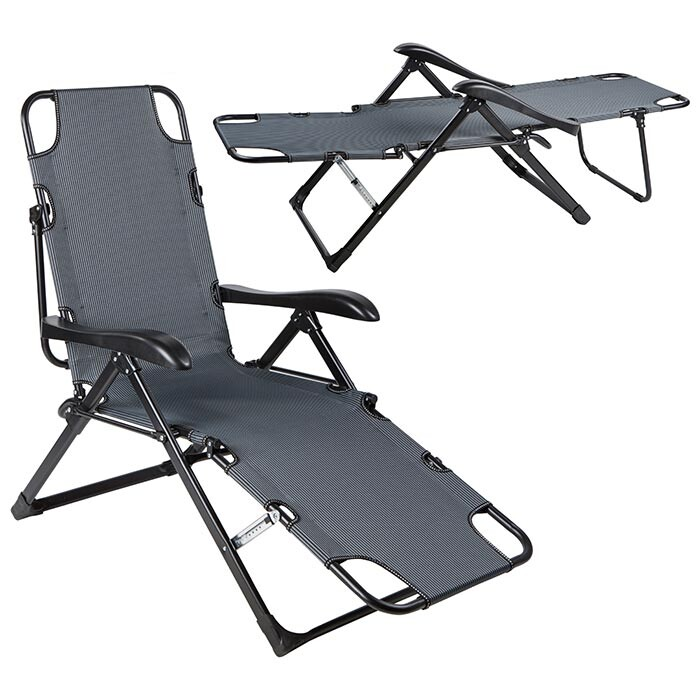 Крісло-шезлонг розкладний садовий Сірий (8011WS) - фото 2 Крісло-шезлонг розкладний садовий Сірий (8011WS) - фото 2