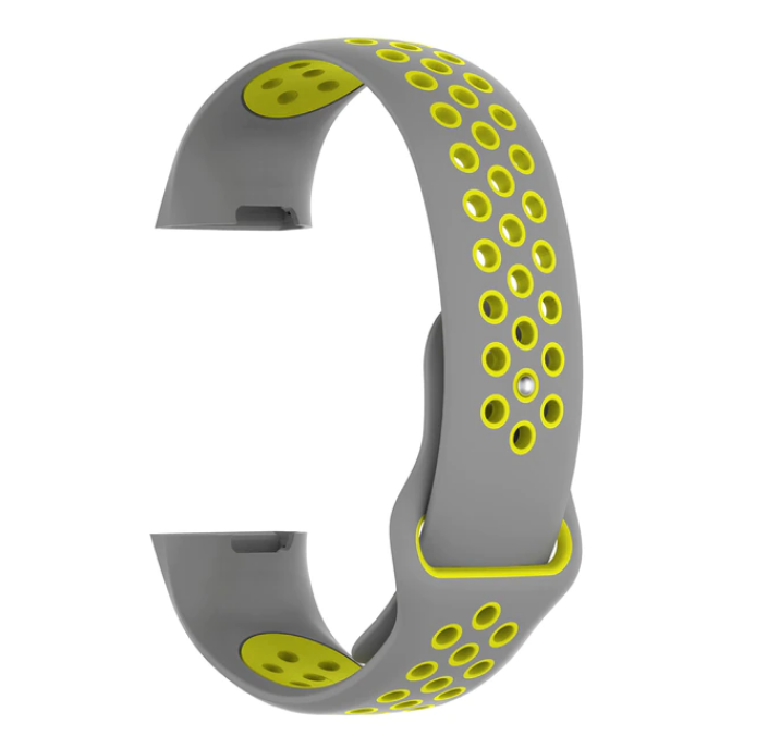 Силиконовый ремешок Primo с перфорацией для фитнес браслета Fitbit Charge 3/4 S Grey/Lime (1499631009)