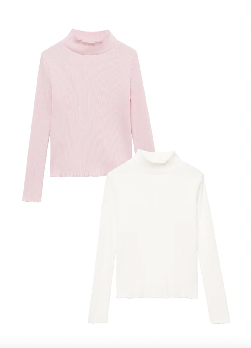 Набор гольфы для девочки Mango рубчик 140 см Белый/Розовый (17082519)