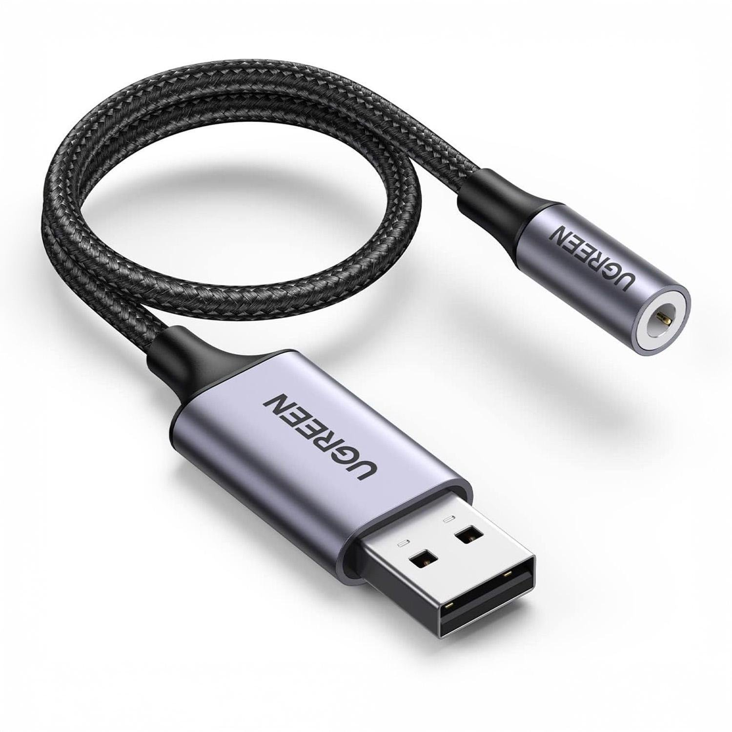 Звуковая карта внешняя UGREEN CM477 USB 3,5 мм 25 см Серый (30757)