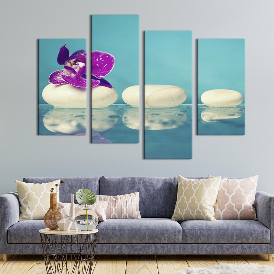 Картина модульна з 4 частин Spa Kamny and Purple Orchid XL 149x106 см (69-42)