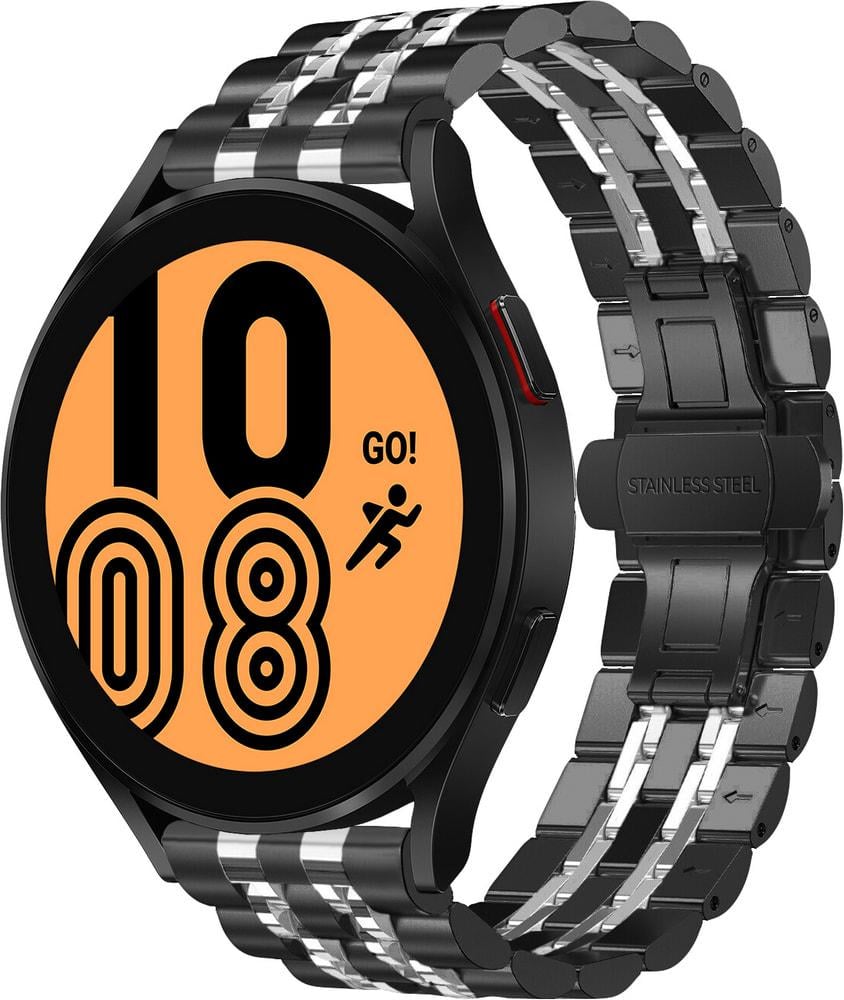 Браслет металлический Spinye Line для Galaxy Watch 4 44 мм Black Silver (29023-03)