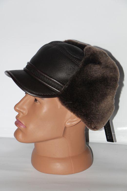 Шапка мужская из овечьей шерсти Коричневый (29038)