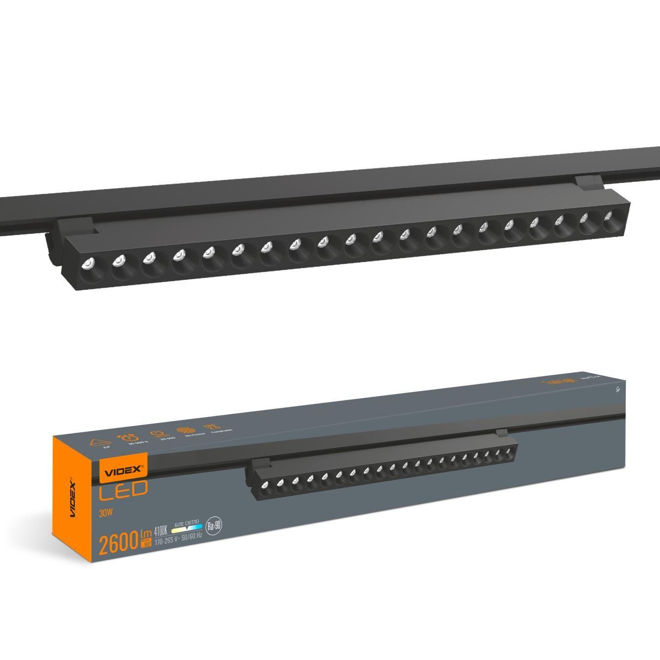Светильник трековый Videx 30W 4100K 220V Черный (VL-TR06-304B)