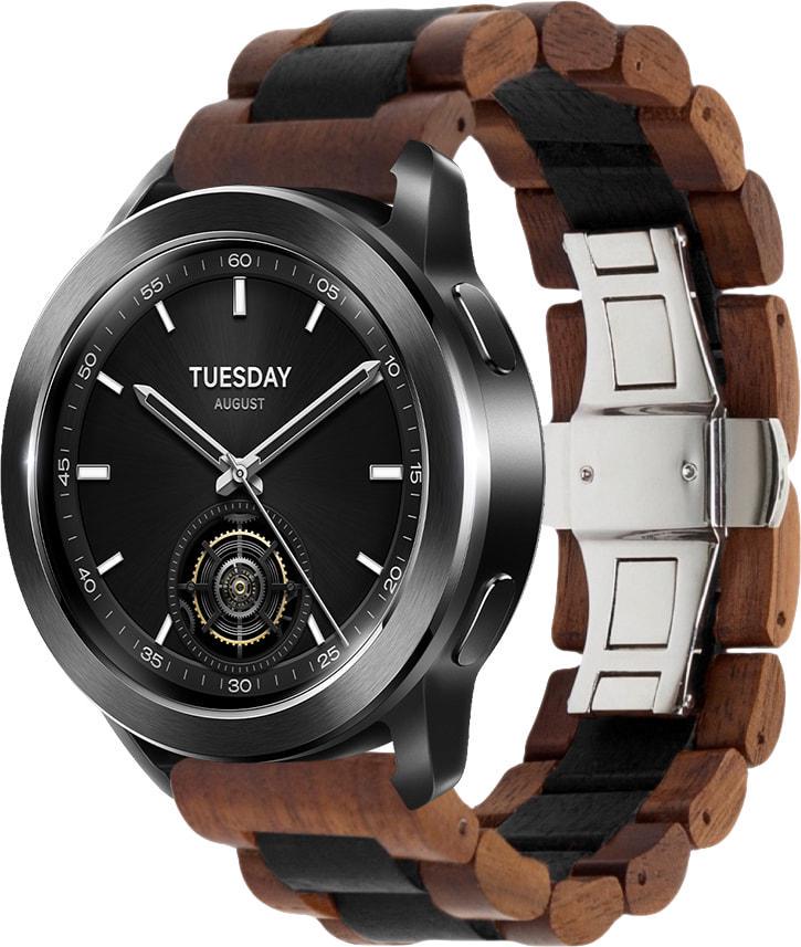 Ремешок деревянный WoodLock для Xiaomi Watch S3 Black Brown (37133-26)