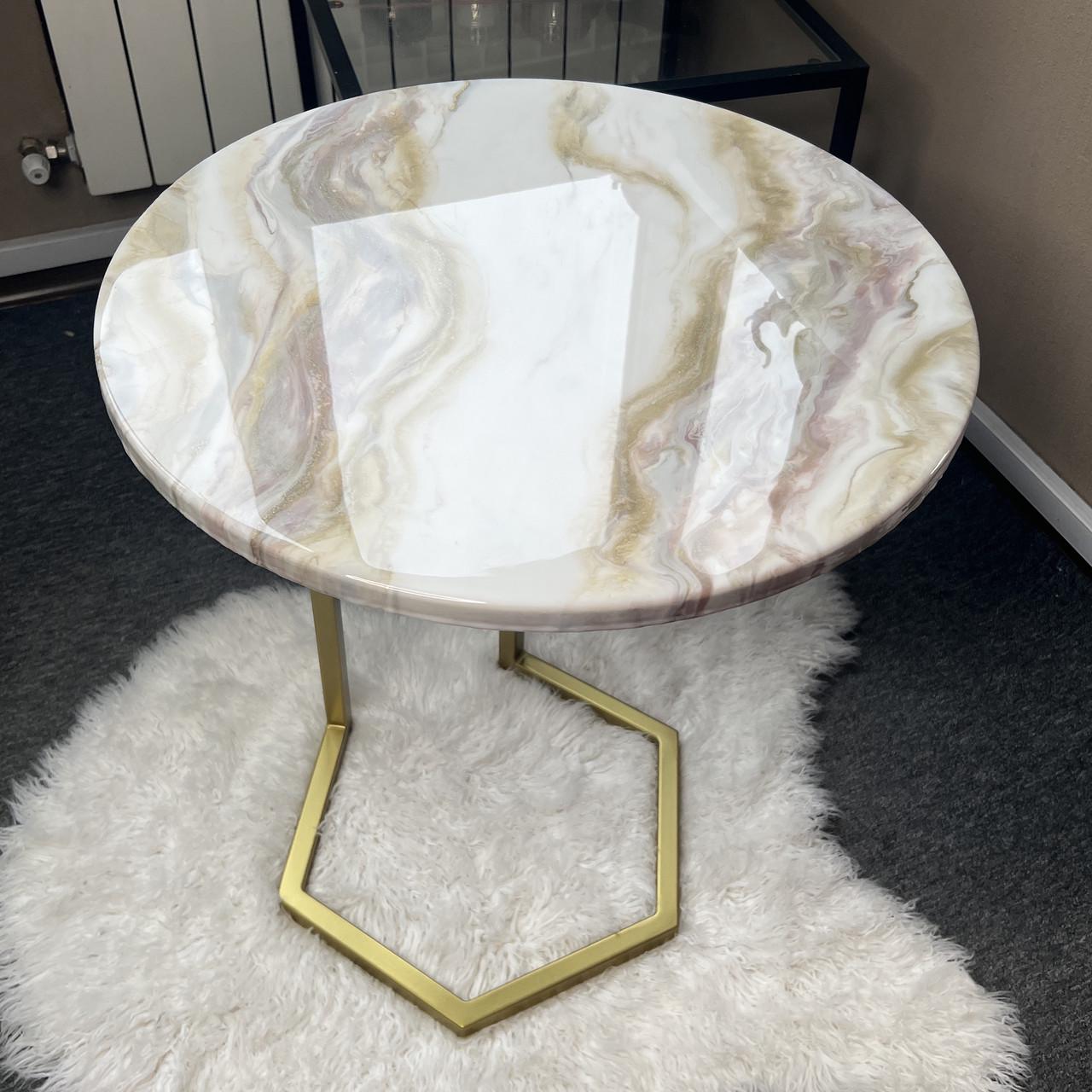 Столик журнальний круглий з епоксидної смоли APOLLO-25 90х90 см