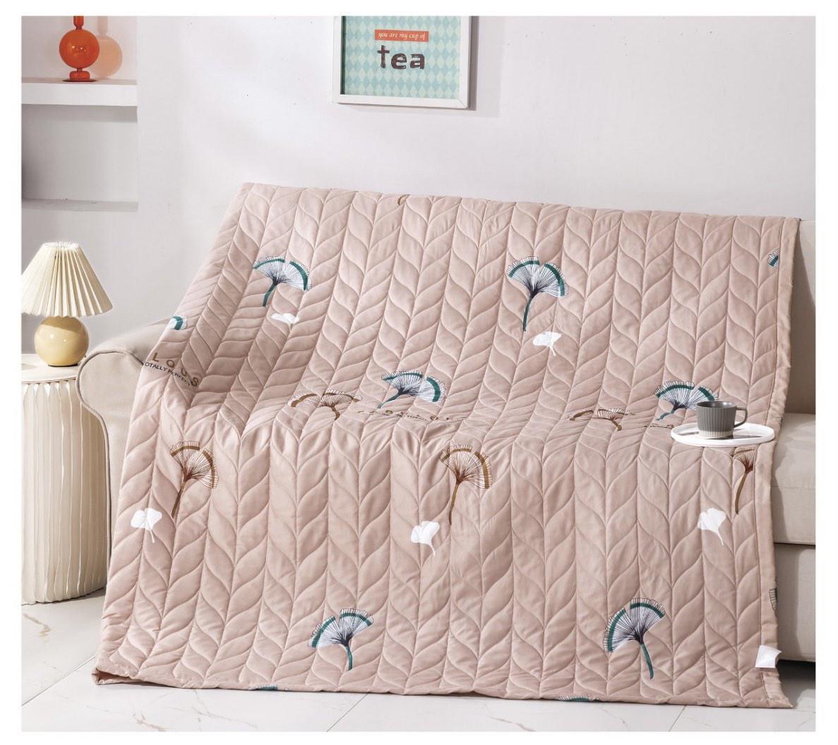 Літня ковдра-покривало Koloco двостороннє 200х230 см Бежевий