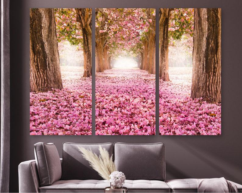 Модульная картина на холсте из трех частей KIL Art Цвет сакуры 128x81 см (M3_L_608)