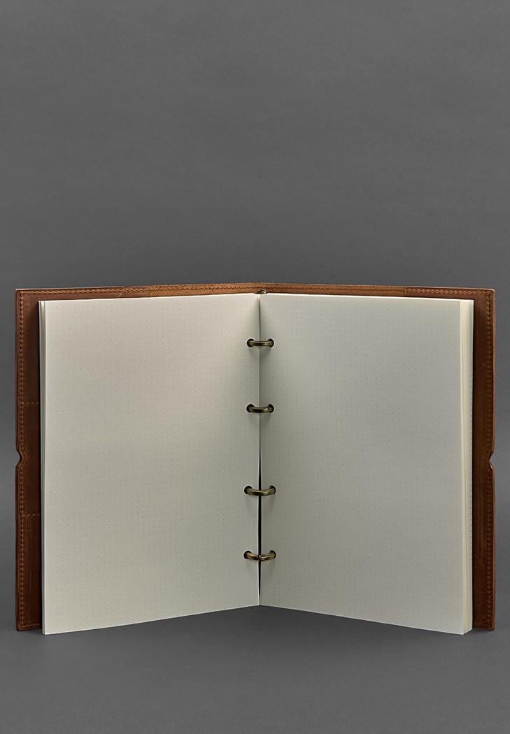 Блокнот шкіряний А5 на кільцях Софт-бук 9.0 у м'якій обкладинці Світло-коричневий (A-028653) - фото 6