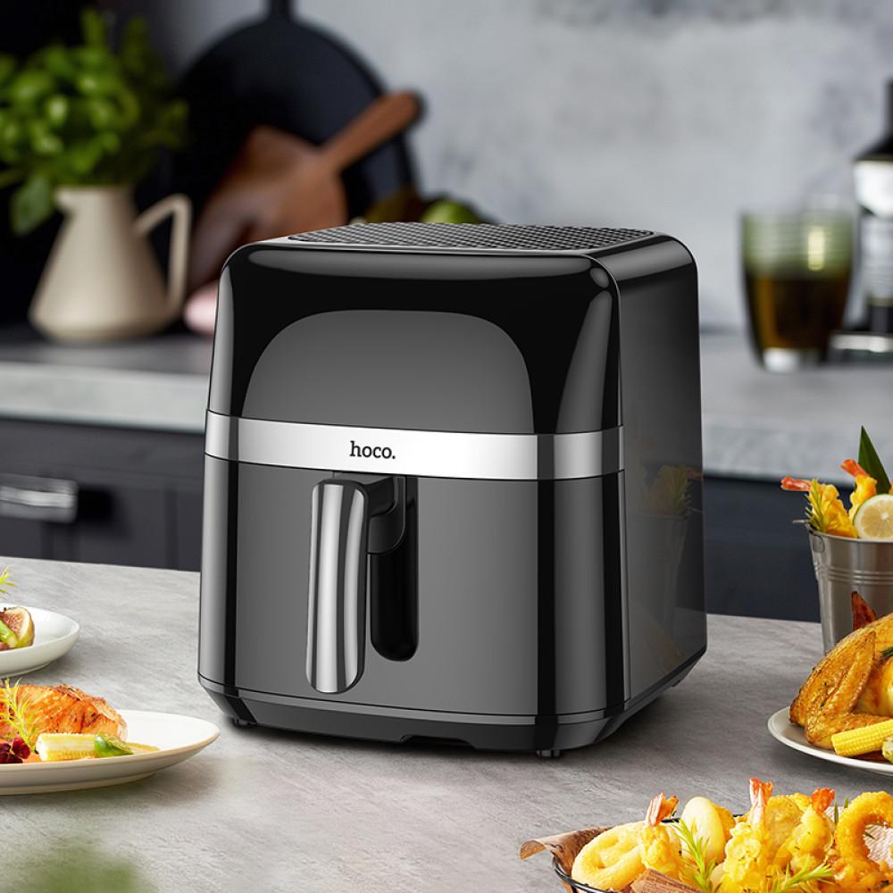 Аерогриль/електрична/повітряна/фритюрниця HOCO Air fryer with touch screen 1700W 8 л Чорний (HE20) - фото 6