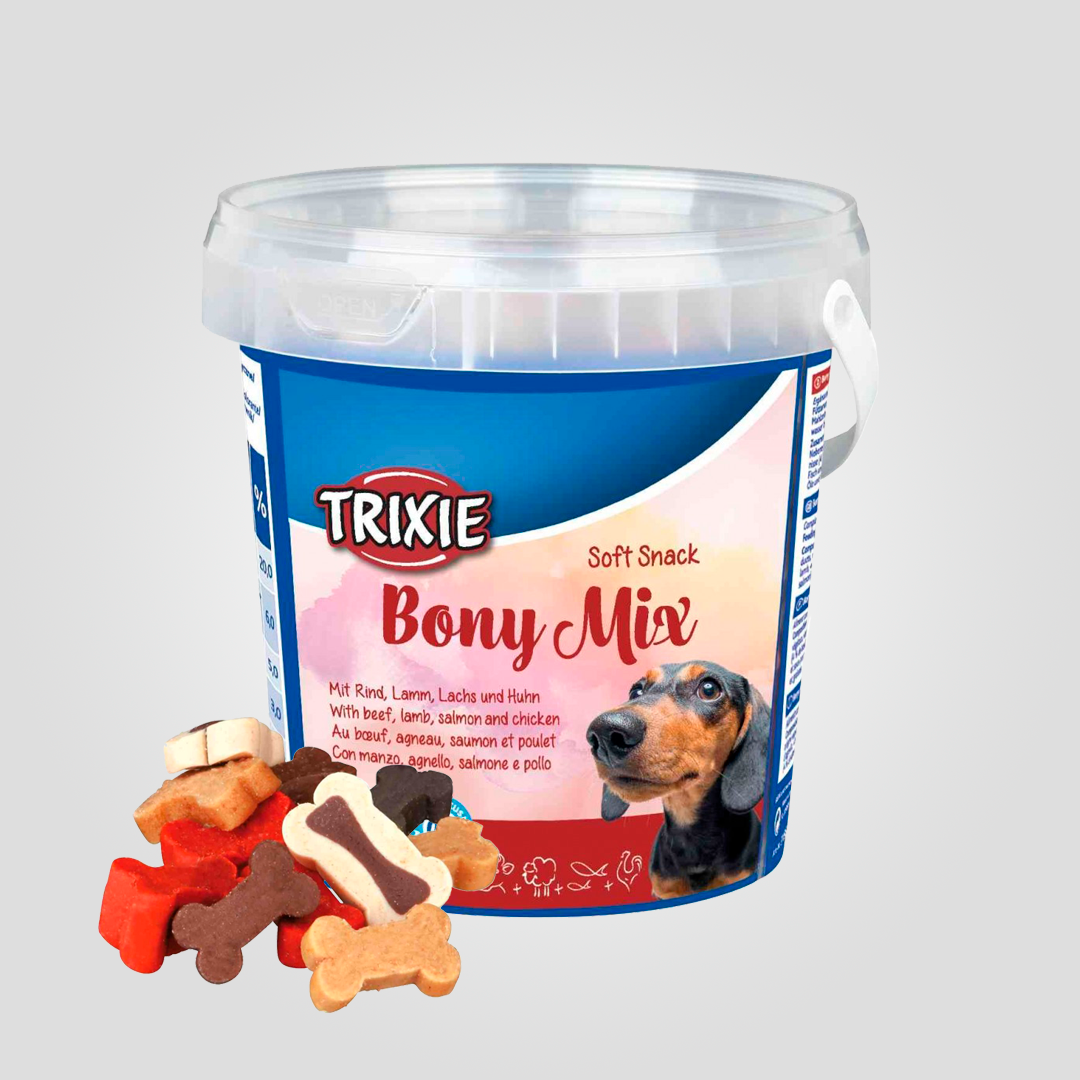 Лакомство для собак Trixie Soft Snack Bony Mix с говядиной ягненным лососем и курицей 500 г (20505444)
