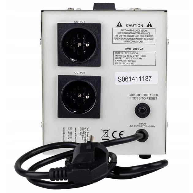 Стабілізатор напруги Volt Polska AVR 2000VA 150Vac-270Vac - фото 3