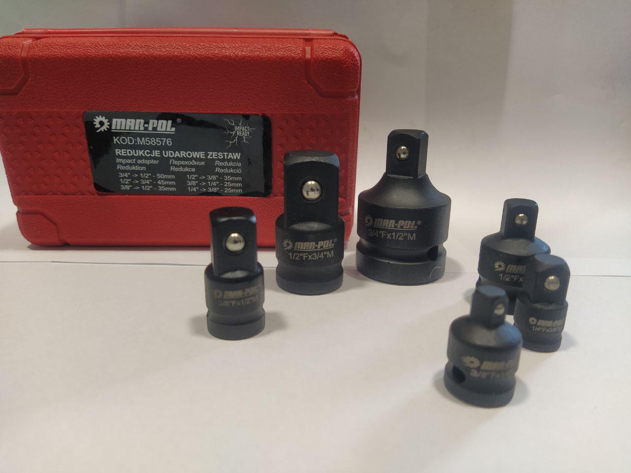 Перехідники для торцевих головок Mar-Pol M58576 6 шт. (12063484) - фото 2 Перехідники для торцевих головок Mar-Pol M58576 6 шт. (12063484) - фото 2