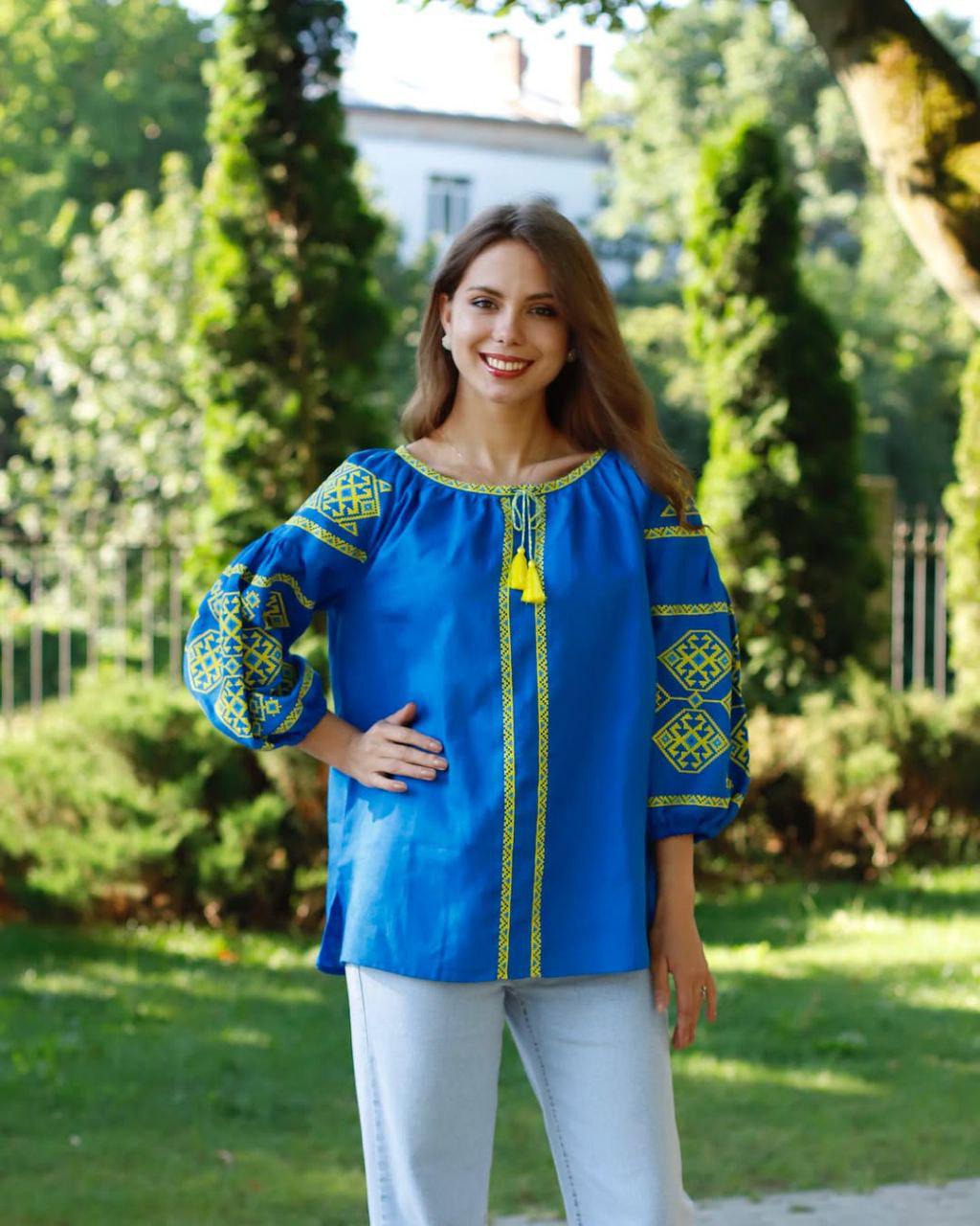 Вышиванка женская р. 44 Синий (682) - фото 2
