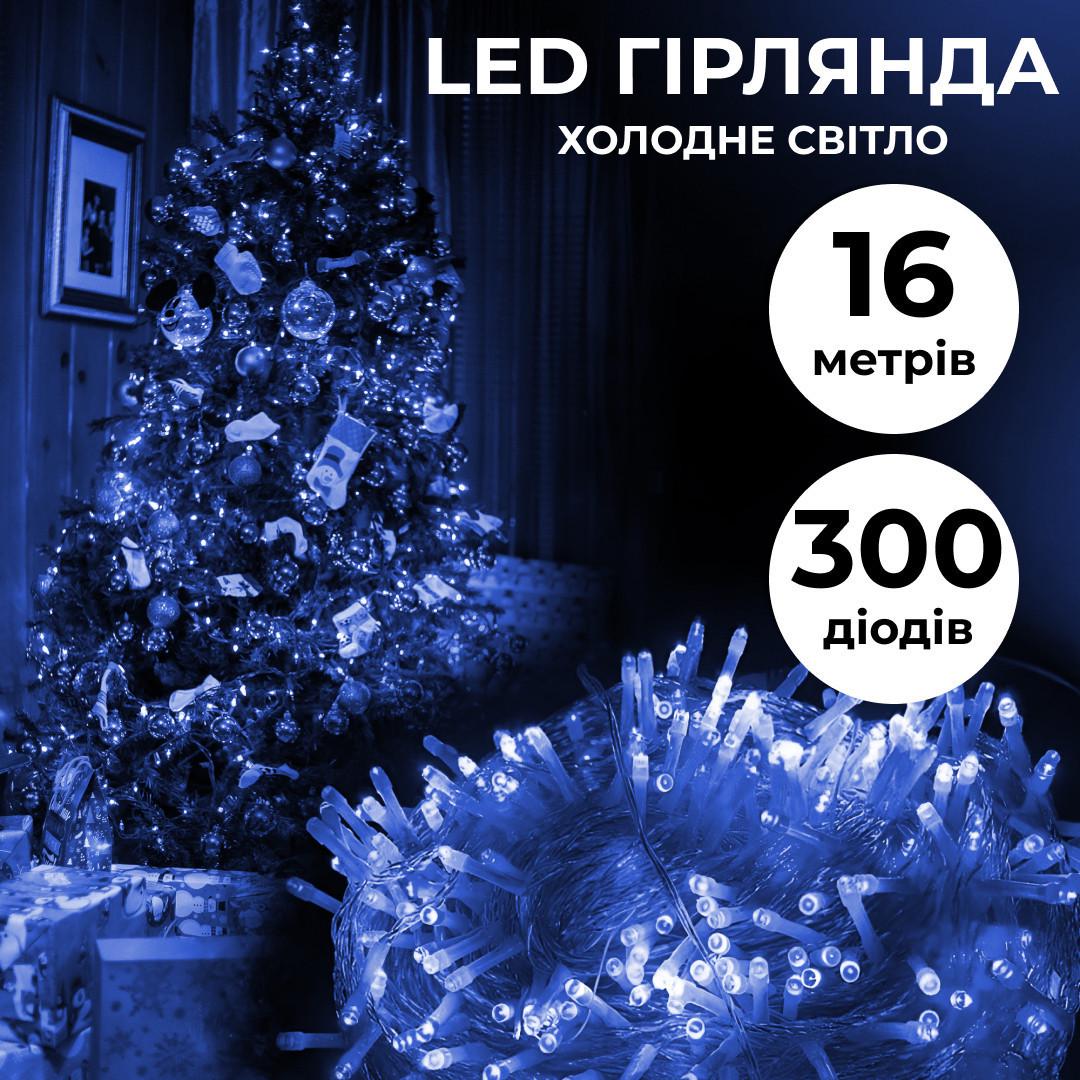 Гирлянда-нить светодиодная GarlandoPro 300LED 8 режимов гирлянда новогодняя 16 м Синий - фото 7