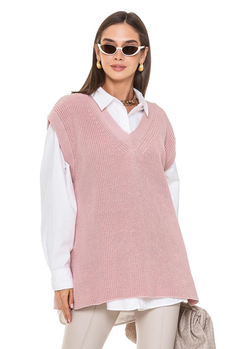 Жилетка удлиненная р. 44-52 Пудровый (475)